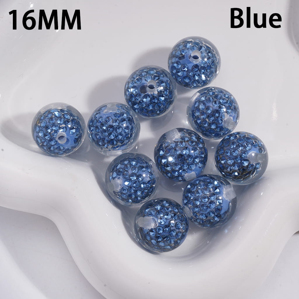 Mini Clay Beads in Clear Rhinestones Embedded Inside Beads Acrylic Beads for Bracelets 16MM
