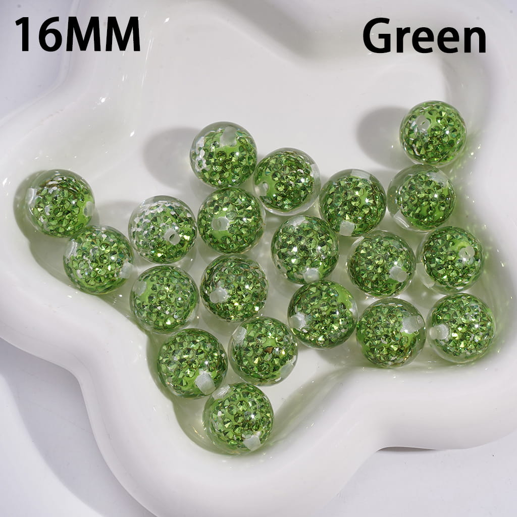 Mini Clay Beads in Clear Rhinestones Embedded Inside Beads Acrylic Beads for Bracelets 16MM