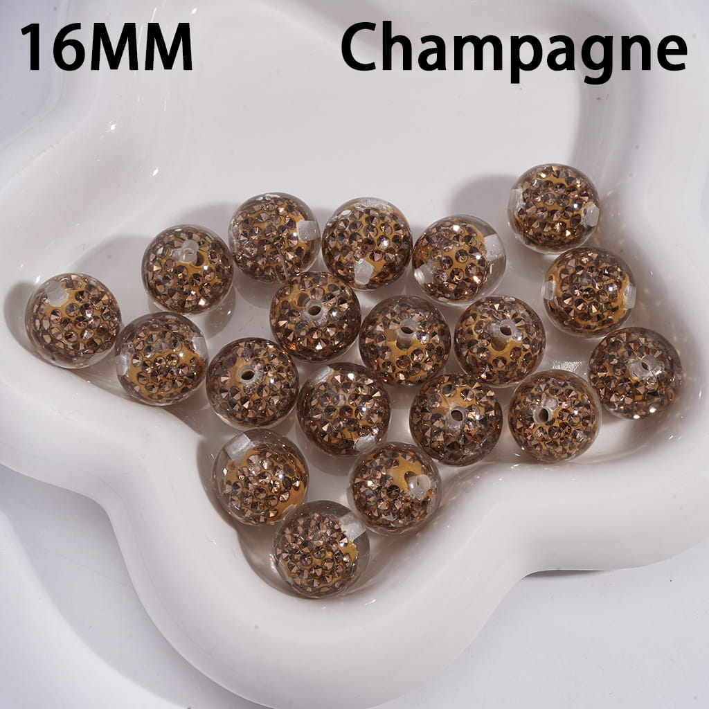 Mini Clay Beads in Clear Rhinestones Embedded Inside Beads Acrylic Beads for Bracelets 16MM