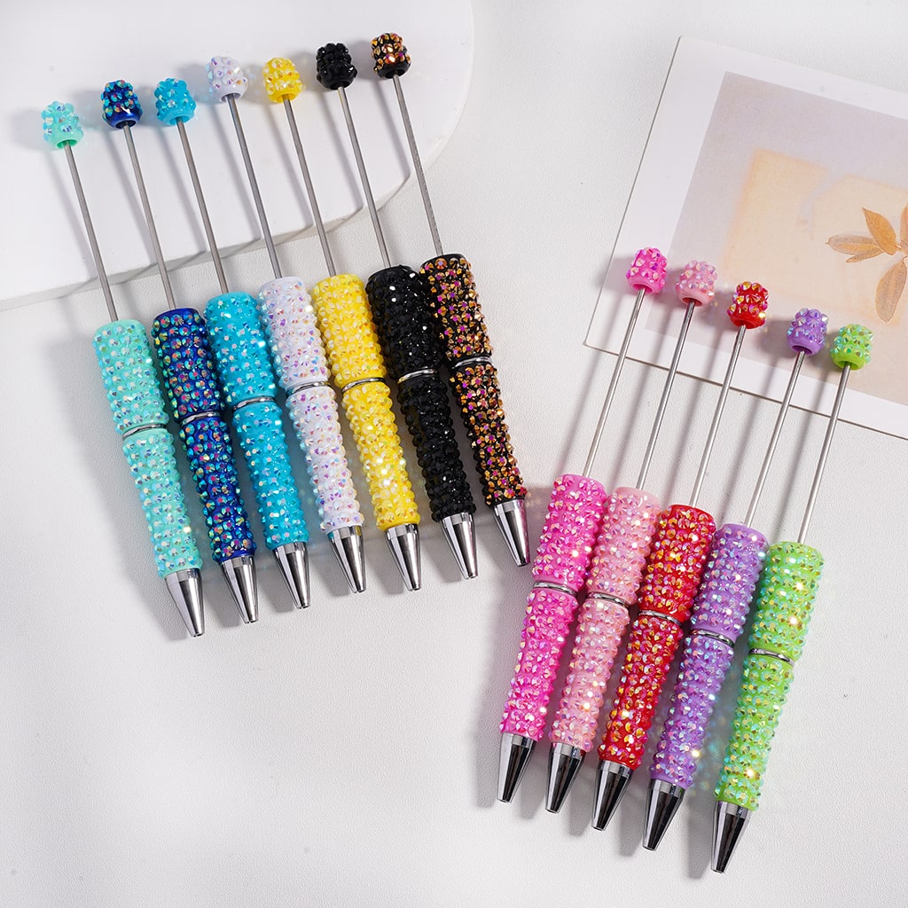 Rainbow Sparkle Glitter Glam Multi-Color Rhinestone Beadable Pen Random Mix