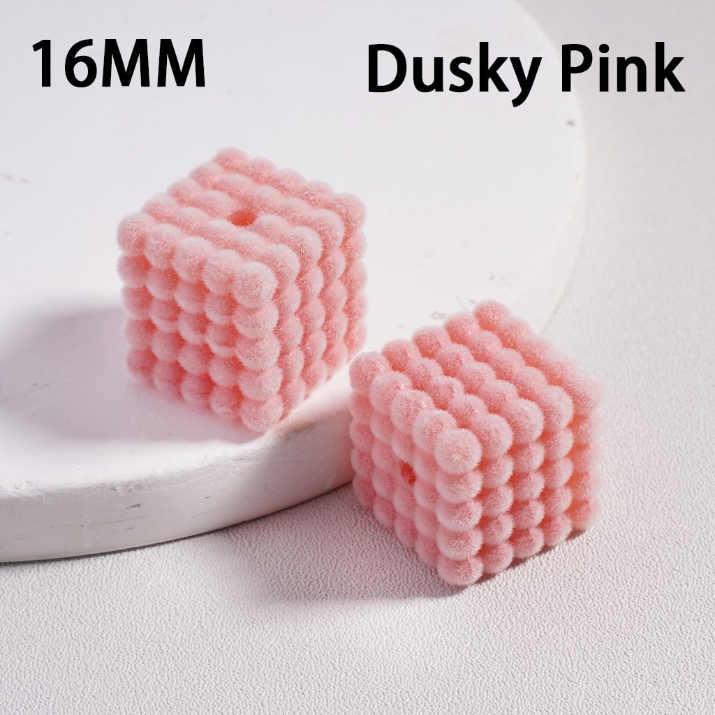 Flocked Velvet Square Bubble Cube Acrylic Beads Solid Color, 16MM (Single Color is available for 100pcs(Whole Bag) Only)