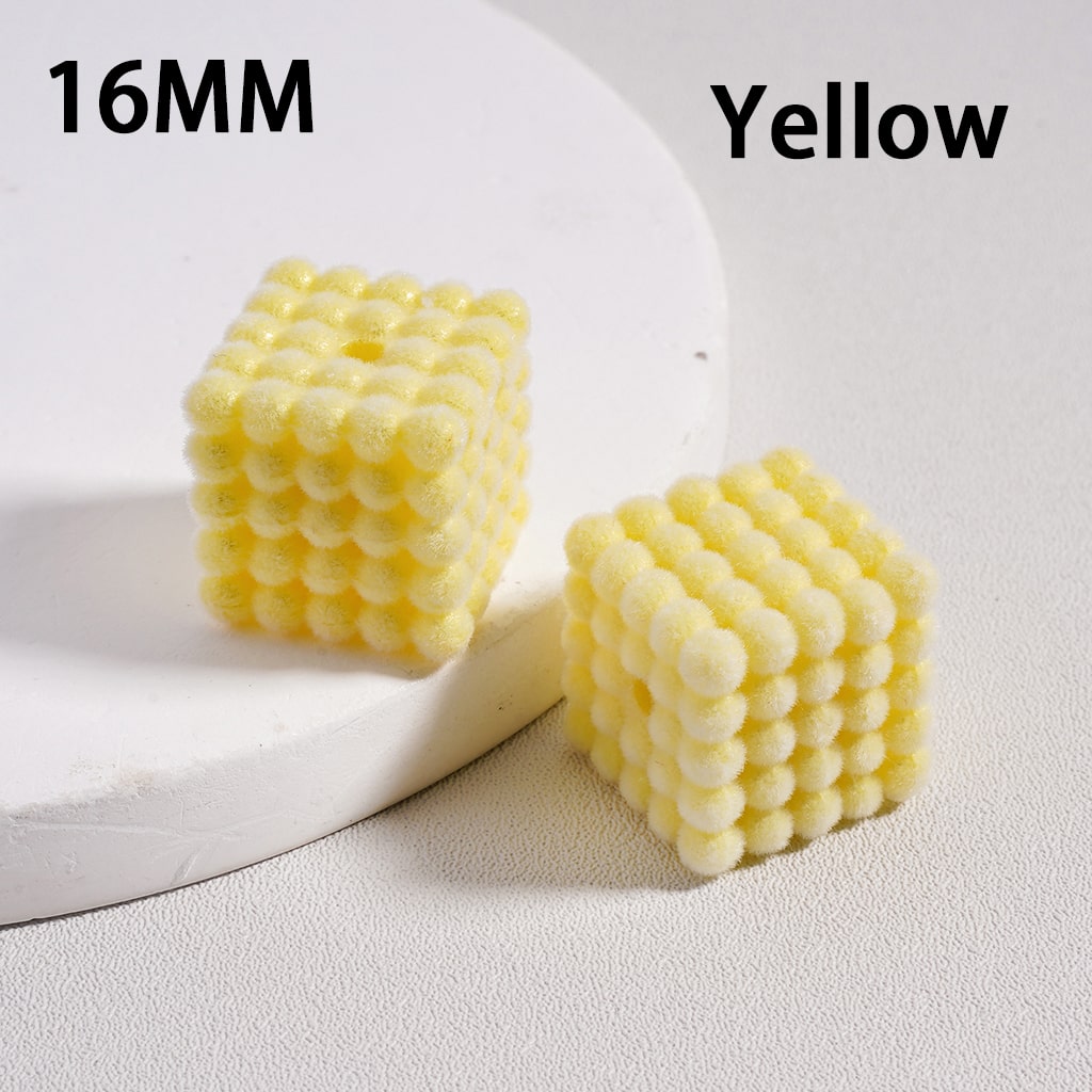 Flocked Velvet Square Bubble Cube Acrylic Beads Solid Color, 16MM (Single Color is available for 100pcs(Whole Bag) Only)