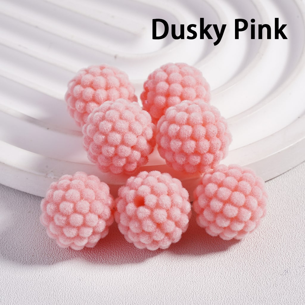 Waxberry Flocked Round Ball Acrylic Beads Solid Color 15MM Random Mix (Single Color is available for 200pcs(Whole Bag) Only)