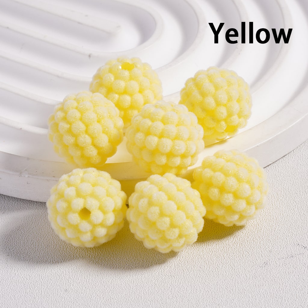 Waxberry Flocked Round Ball Acrylic Beads Solid Color 15MM Random Mix (Single Color is available for 200pcs(Whole Bag) Only)