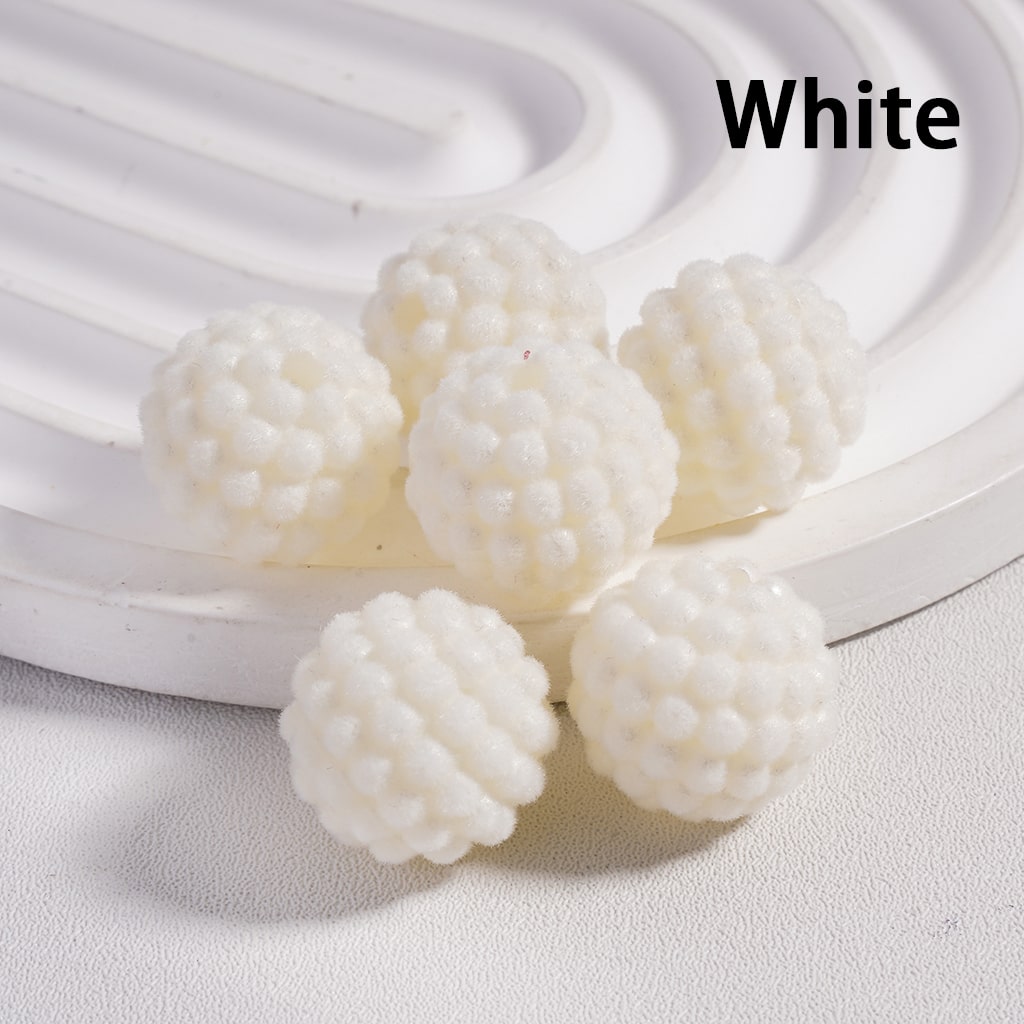 Waxberry Flocked Round Ball Acrylic Beads Solid Color 15MM Random Mix (Single Color is available for 200pcs(Whole Bag) Only)