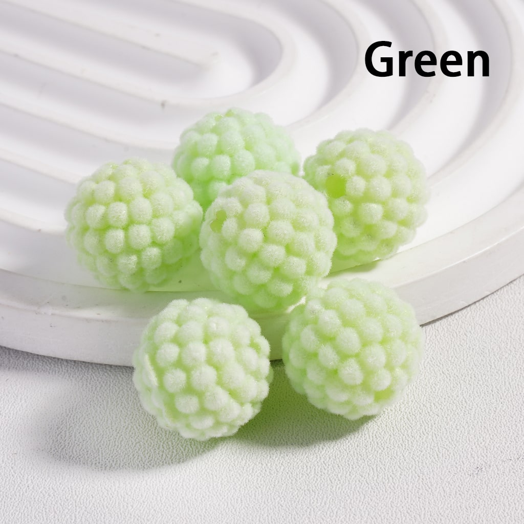 Waxberry Flocked Round Ball Acrylic Beads Solid Color 15MM Random Mix (Single Color is available for 200pcs(Whole Bag) Only)