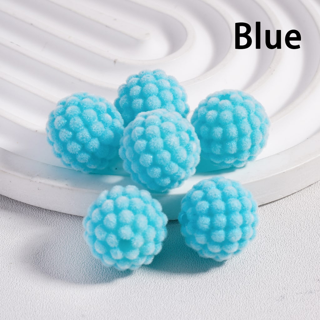 Waxberry Flocked Round Ball Acrylic Beads Solid Color 15MM Random Mix (Single Color is available for 200pcs(Whole Bag) Only)