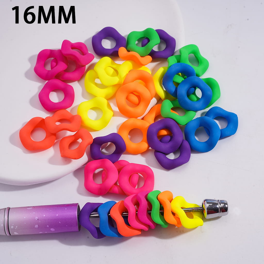Matte Rubber Painted Wavy Shape Fluorescent Colors Acrylic Spacer Beads 16MM Random Mix