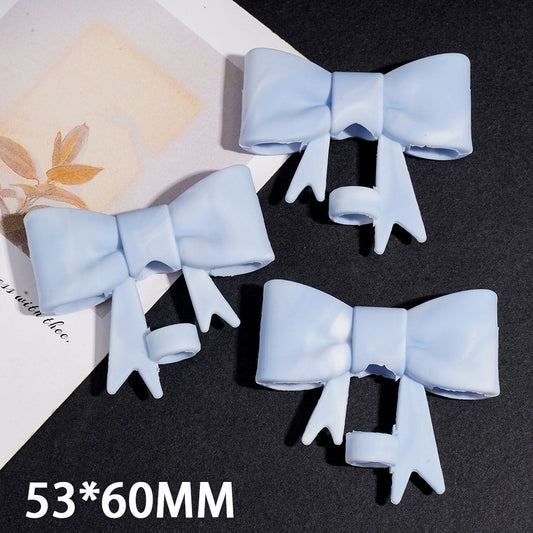Gray Blue White Ribbon Bow Food Grade Silicone Straw Topper for Cups & Tumblers, 53*60MM