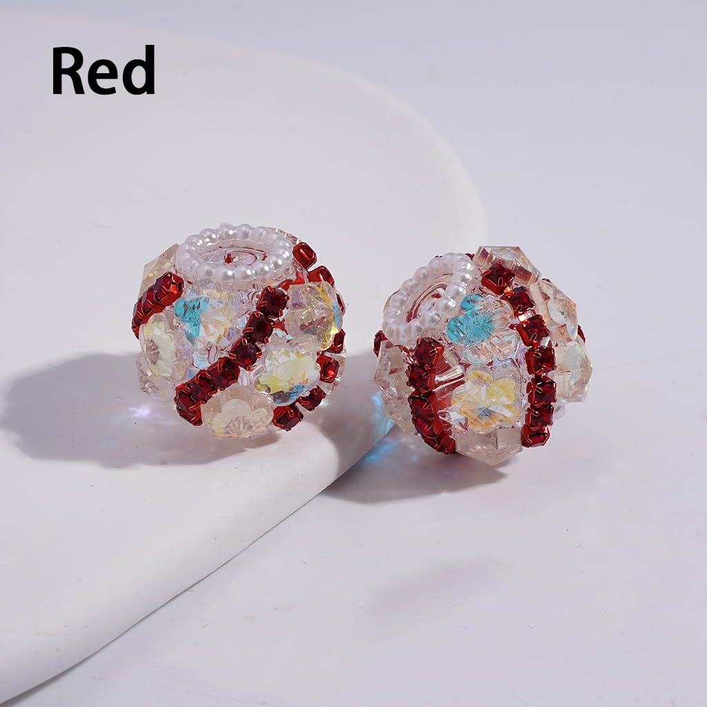Dazzling Flowers with Rhinestone Chains & White Pearl Chains Acrylic Beads 18MM Random Mix