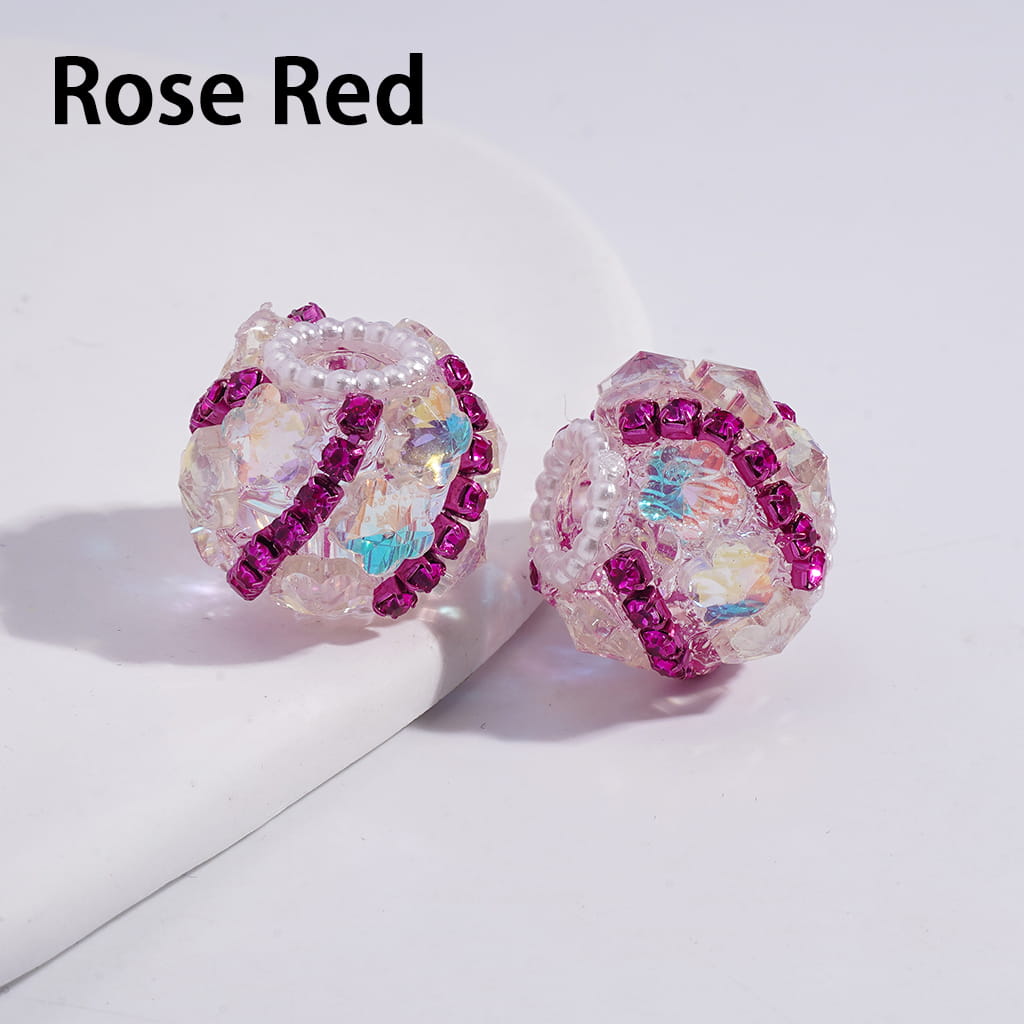 Dazzling Flowers with Rhinestone Chains & White Pearl Chains Acrylic Beads 18MM Random Mix