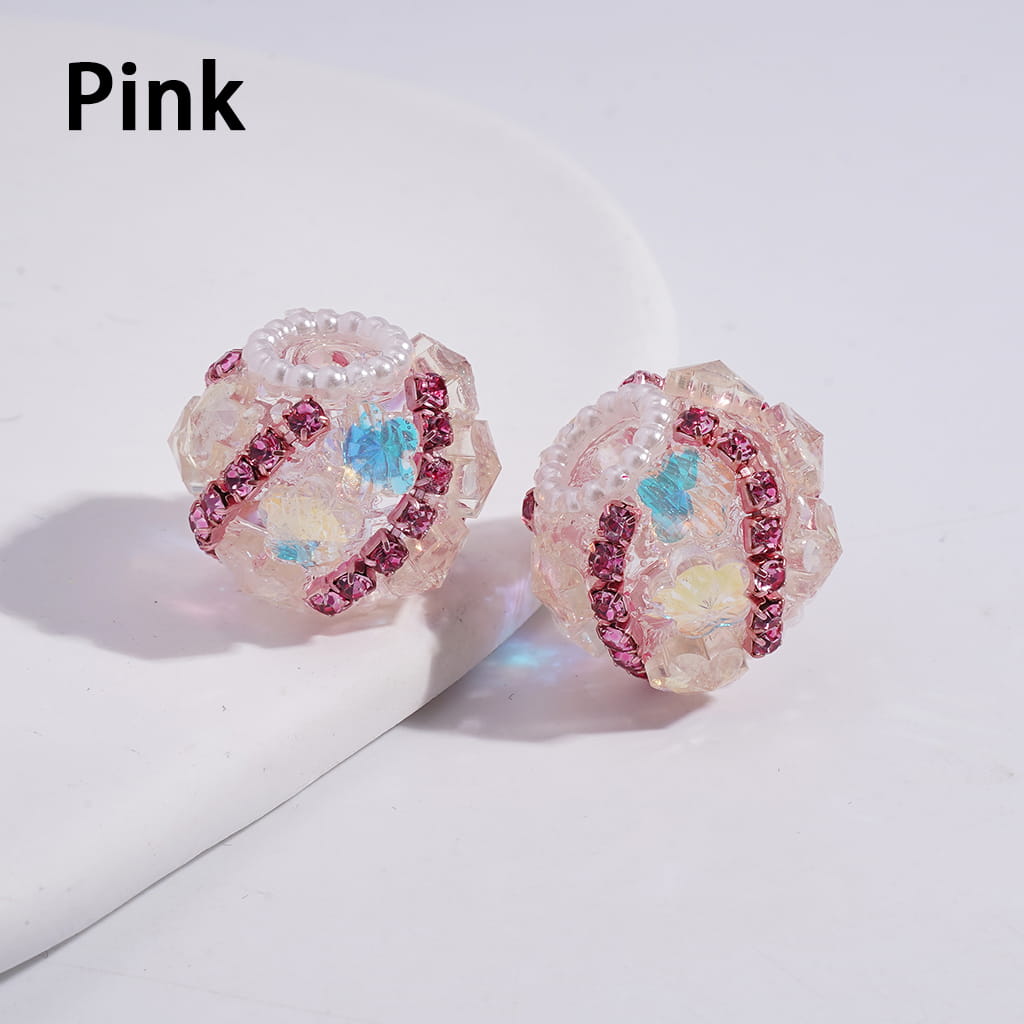 Dazzling Flowers with Rhinestone Chains & White Pearl Chains Acrylic Beads 18MM Random Mix