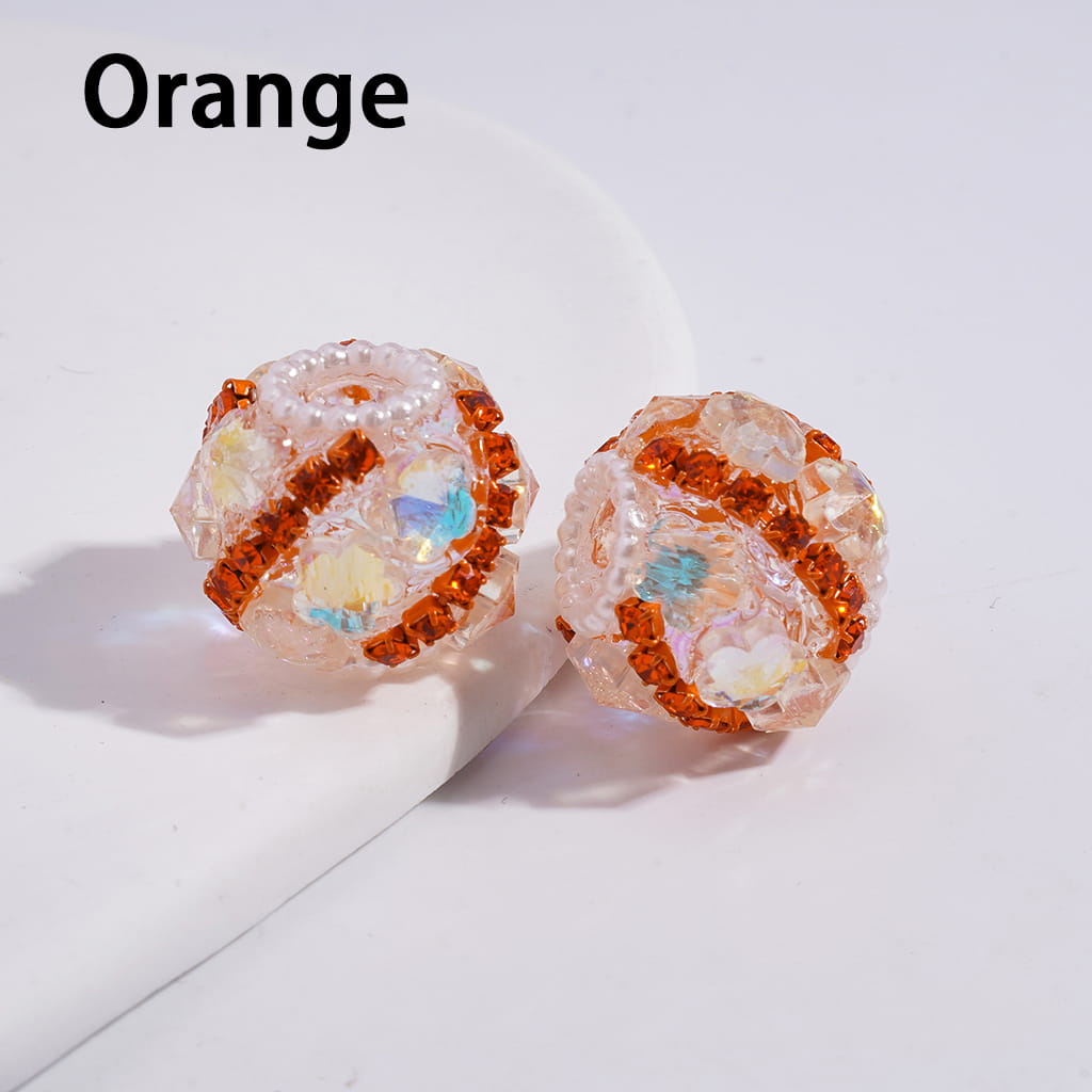 Dazzling Flowers with Rhinestone Chains & White Pearl Chains Acrylic Beads 18MM Random Mix