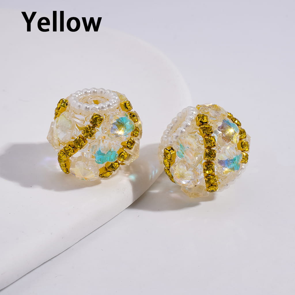 Dazzling Flowers with Rhinestone Chains & White Pearl Chains Acrylic Beads 18MM Random Mix
