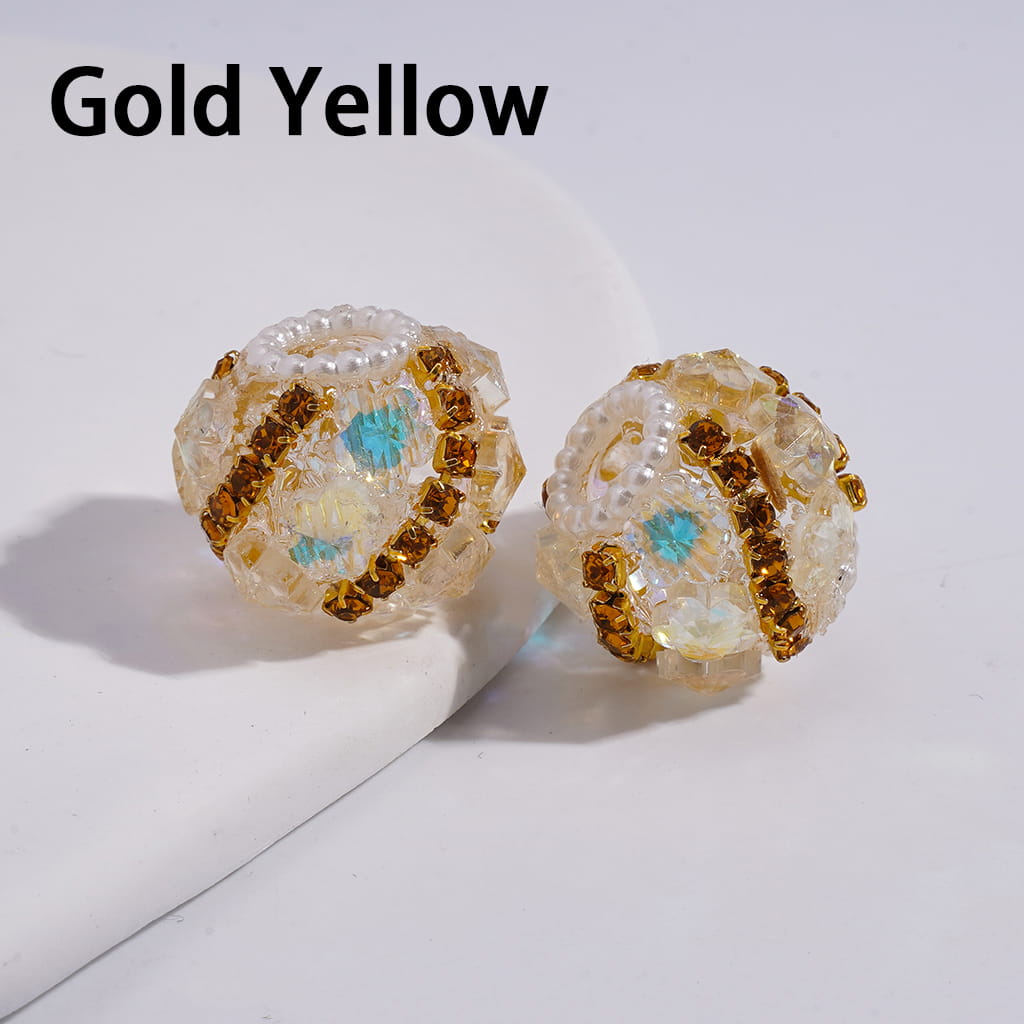 Dazzling Flowers with Rhinestone Chains & White Pearl Chains Acrylic Beads 18MM Random Mix