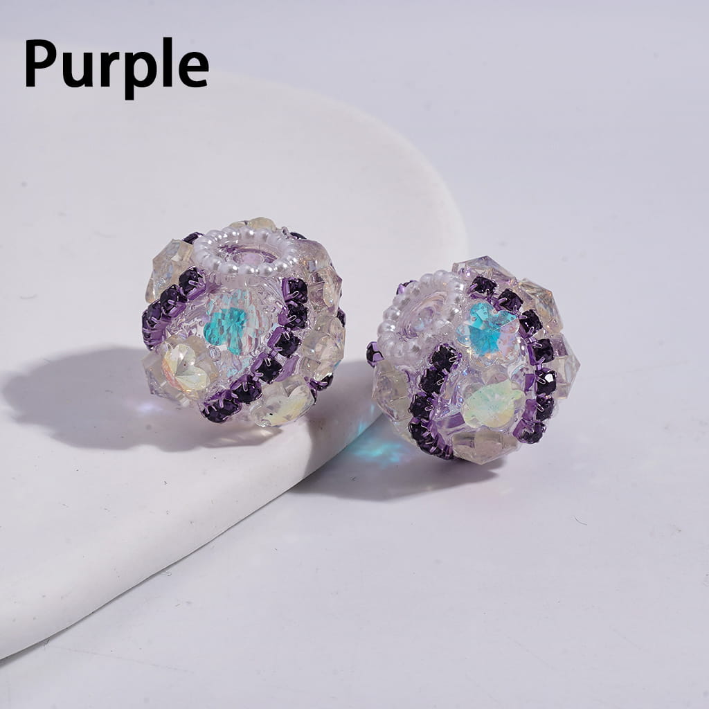 Dazzling Flowers with Rhinestone Chains & White Pearl Chains Acrylic Beads 18MM Random Mix