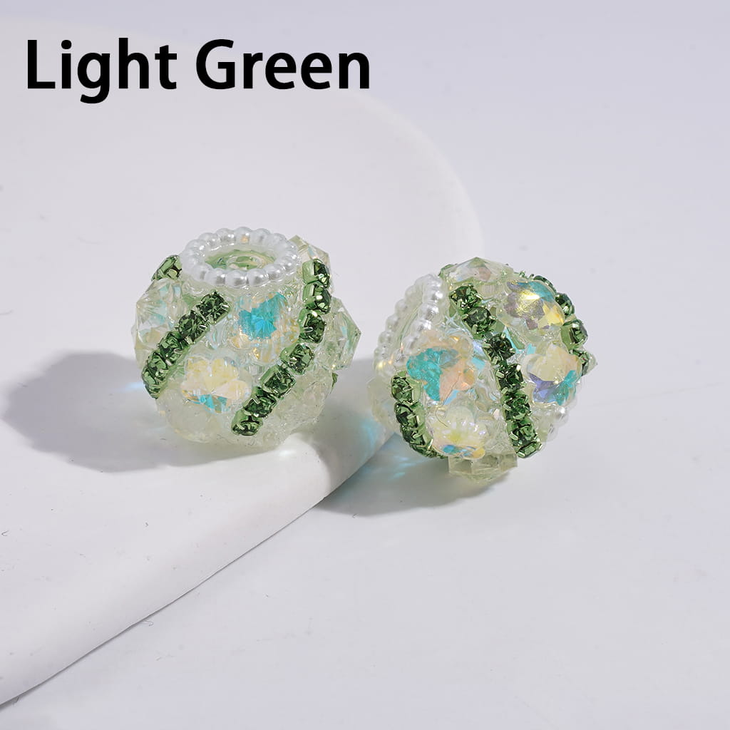 Dazzling Flowers with Rhinestone Chains & White Pearl Chains Acrylic Beads 18MM Random Mix