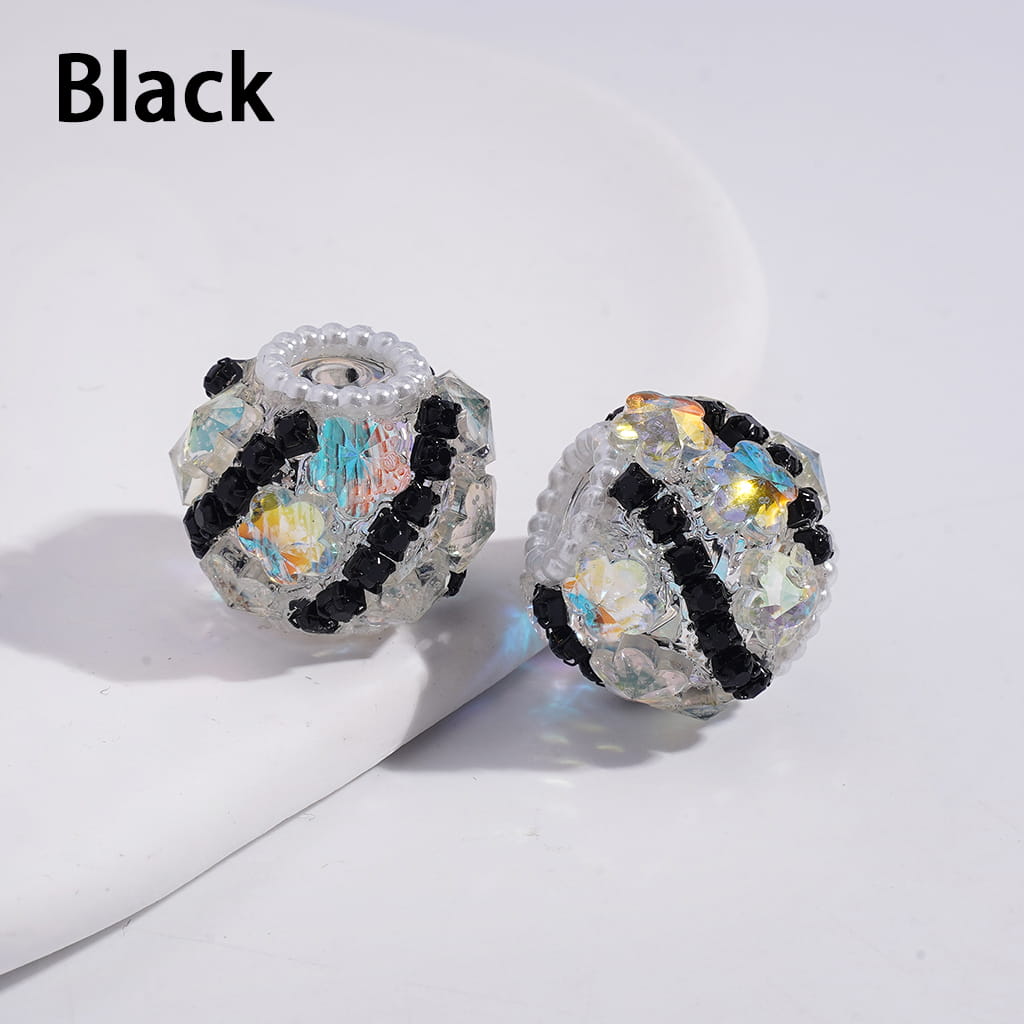 Dazzling Flowers with Rhinestone Chains & White Pearl Chains Acrylic Beads 18MM Random Mix