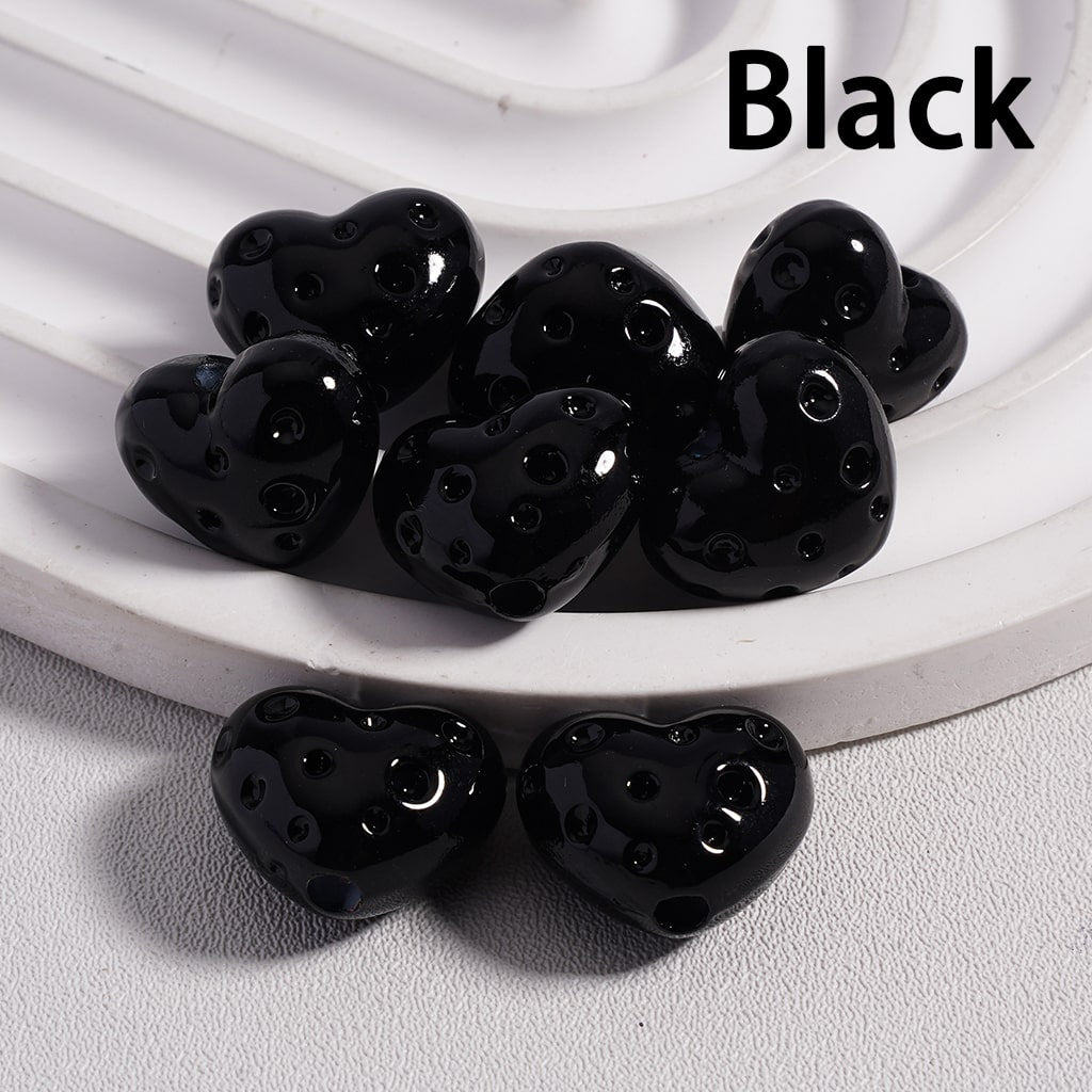 Solid Color Cute Mini Heart Shaped Cheese Acrylic Beads 12*15MM (Single Color is available for 300pcs(Whole Bag) Only)