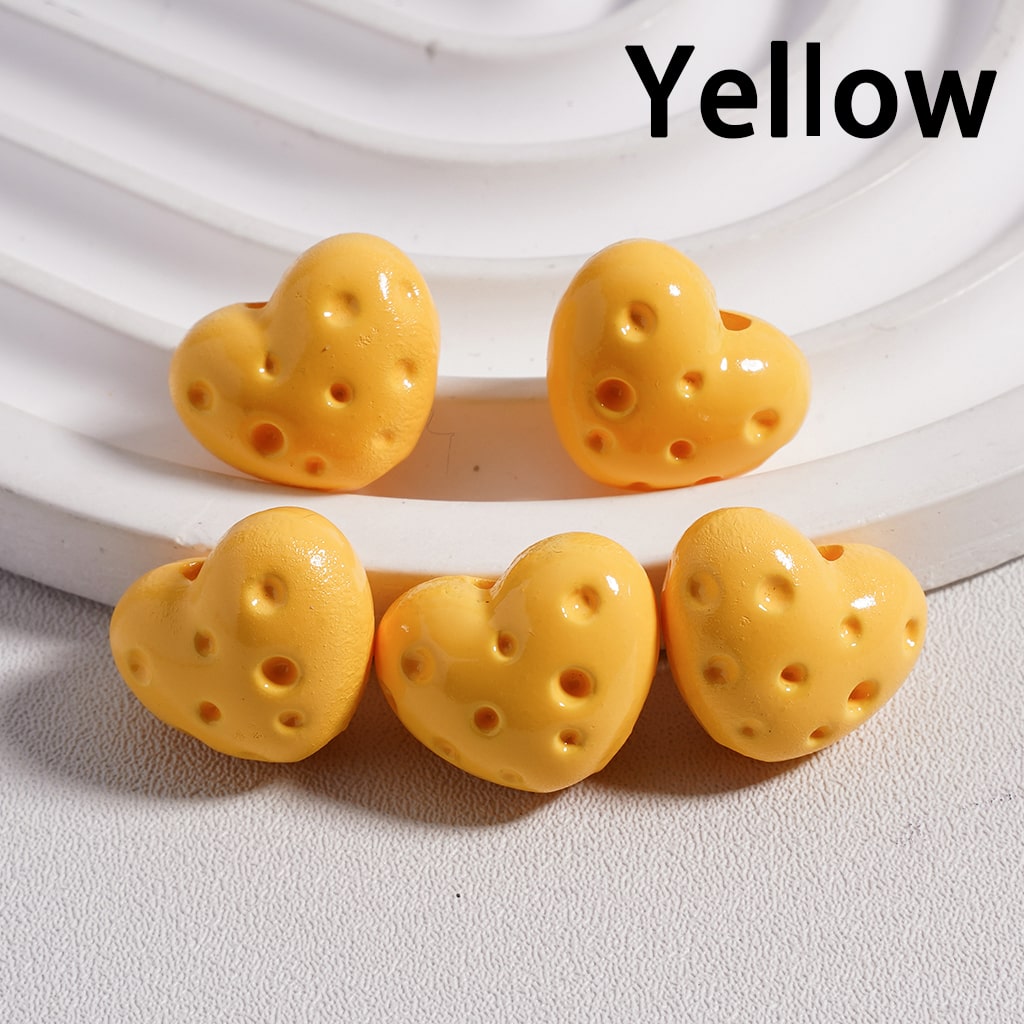 Solid Color Cute Mini Heart Shaped Cheese Acrylic Beads 12*15MM (Single Color is available for 300pcs(Whole Bag) Only)