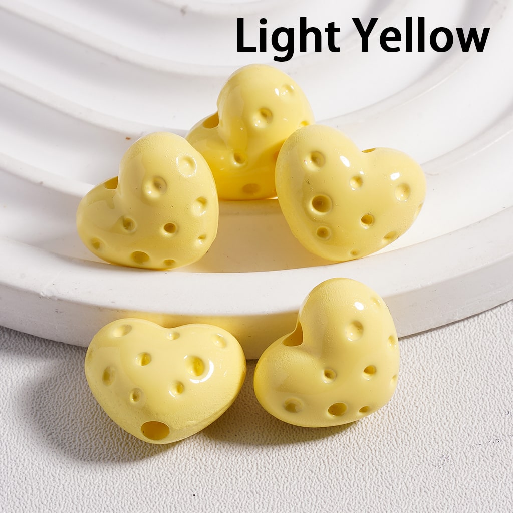 Solid Color Cute Mini Heart Shaped Cheese Acrylic Beads 12*15MM (Single Color is available for 300pcs(Whole Bag) Only)
