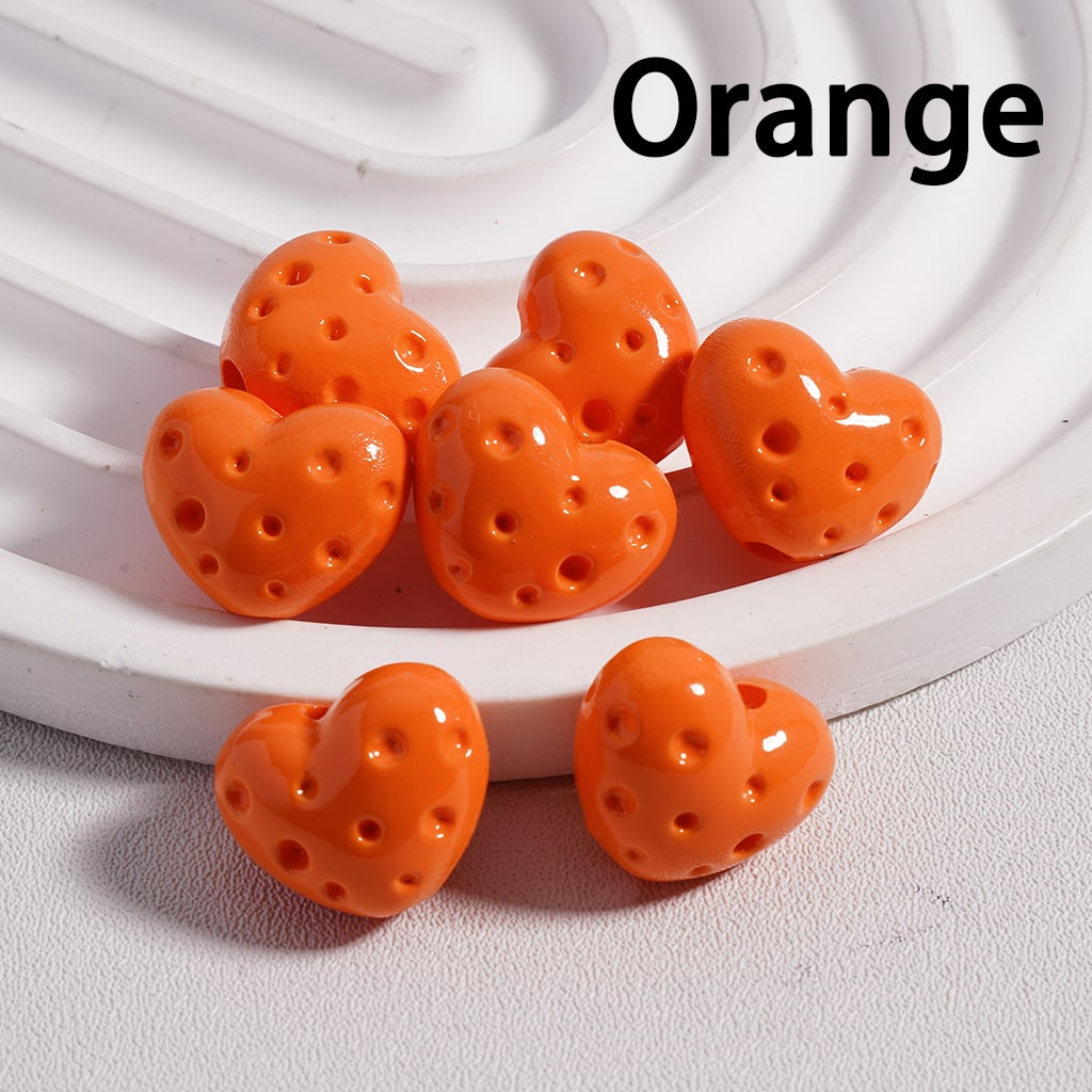 Solid Color Cute Mini Heart Shaped Cheese Acrylic Beads 12*15MM (Single Color is available for 300pcs(Whole Bag) Only)