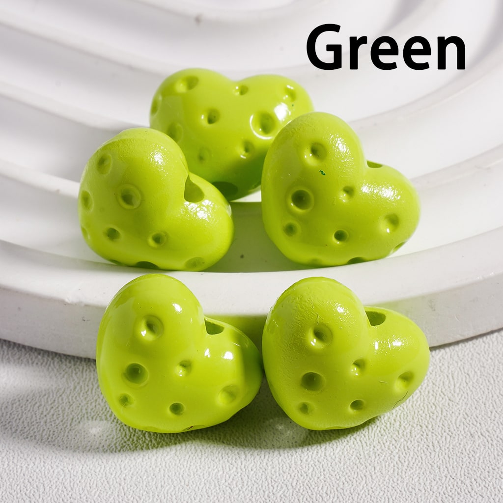 Solid Color Cute Mini Heart Shaped Cheese Acrylic Beads 12*15MM (Single Color is available for 300pcs(Whole Bag) Only)