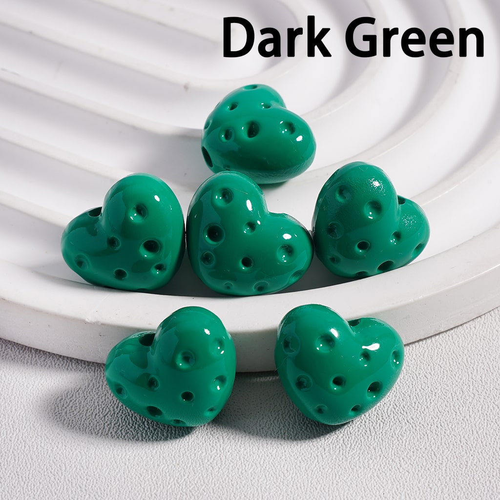 Solid Color Cute Mini Heart Shaped Cheese Acrylic Beads 12*15MM (Single Color is available for 300pcs(Whole Bag) Only)