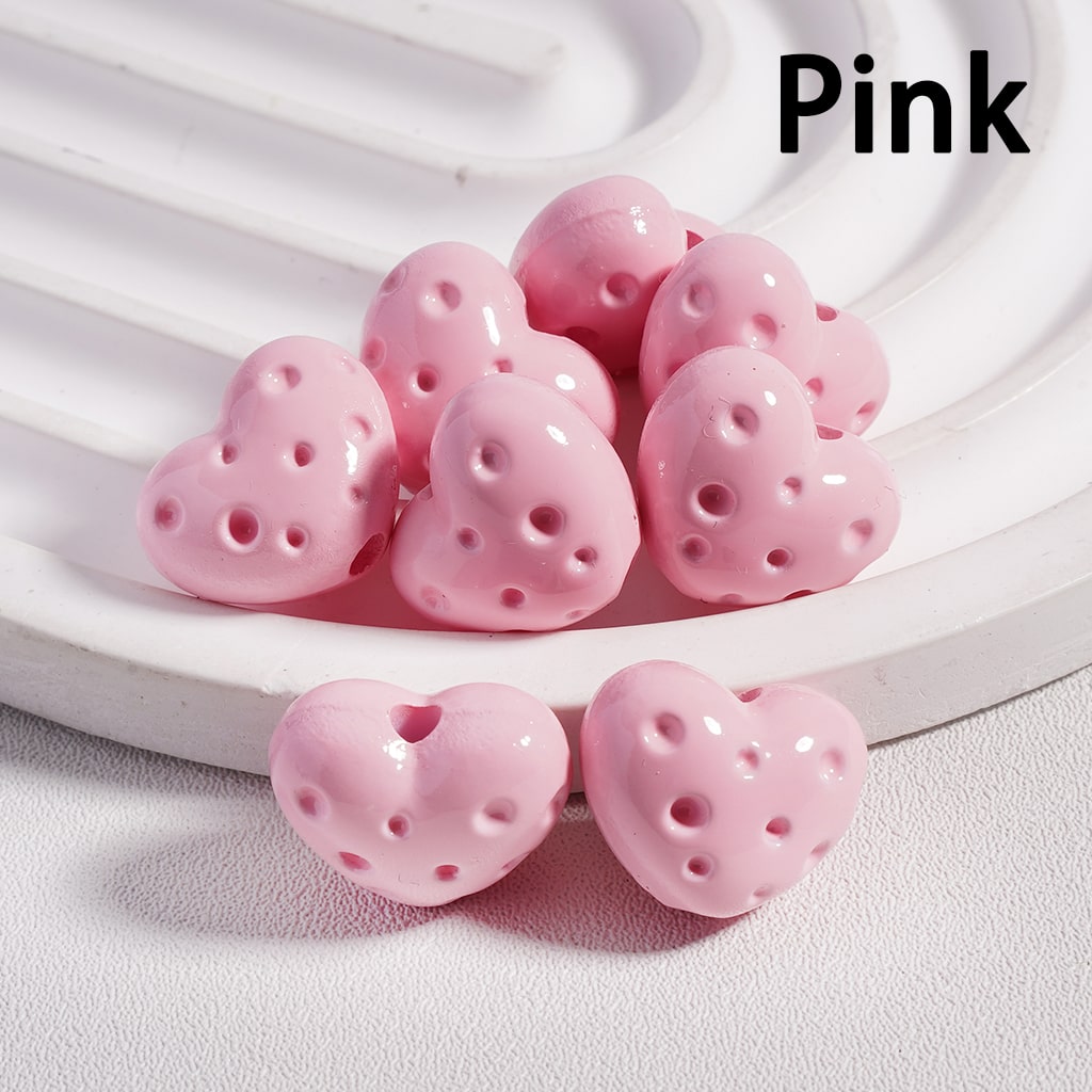 Solid Color Cute Mini Heart Shaped Cheese Acrylic Beads 12*15MM (Single Color is available for 300pcs(Whole Bag) Only)
