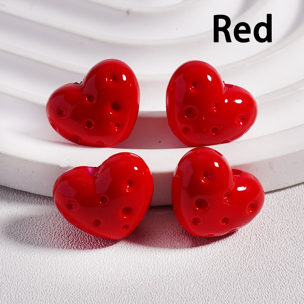 Solid Color Cute Mini Heart Shaped Cheese Acrylic Beads 12*15MM (Single Color is available for 300pcs(Whole Bag) Only)