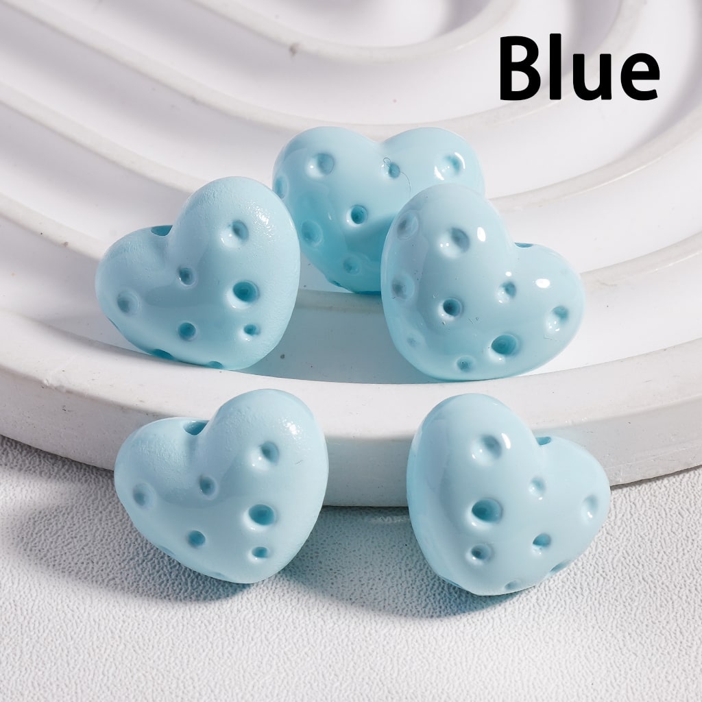 Solid Color Cute Mini Heart Shaped Cheese Acrylic Beads 12*15MM (Single Color is available for 300pcs(Whole Bag) Only)
