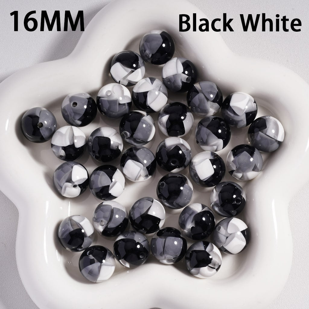 Mini Colorful Triangular Block Inside Round Acrylic Beads 16MM