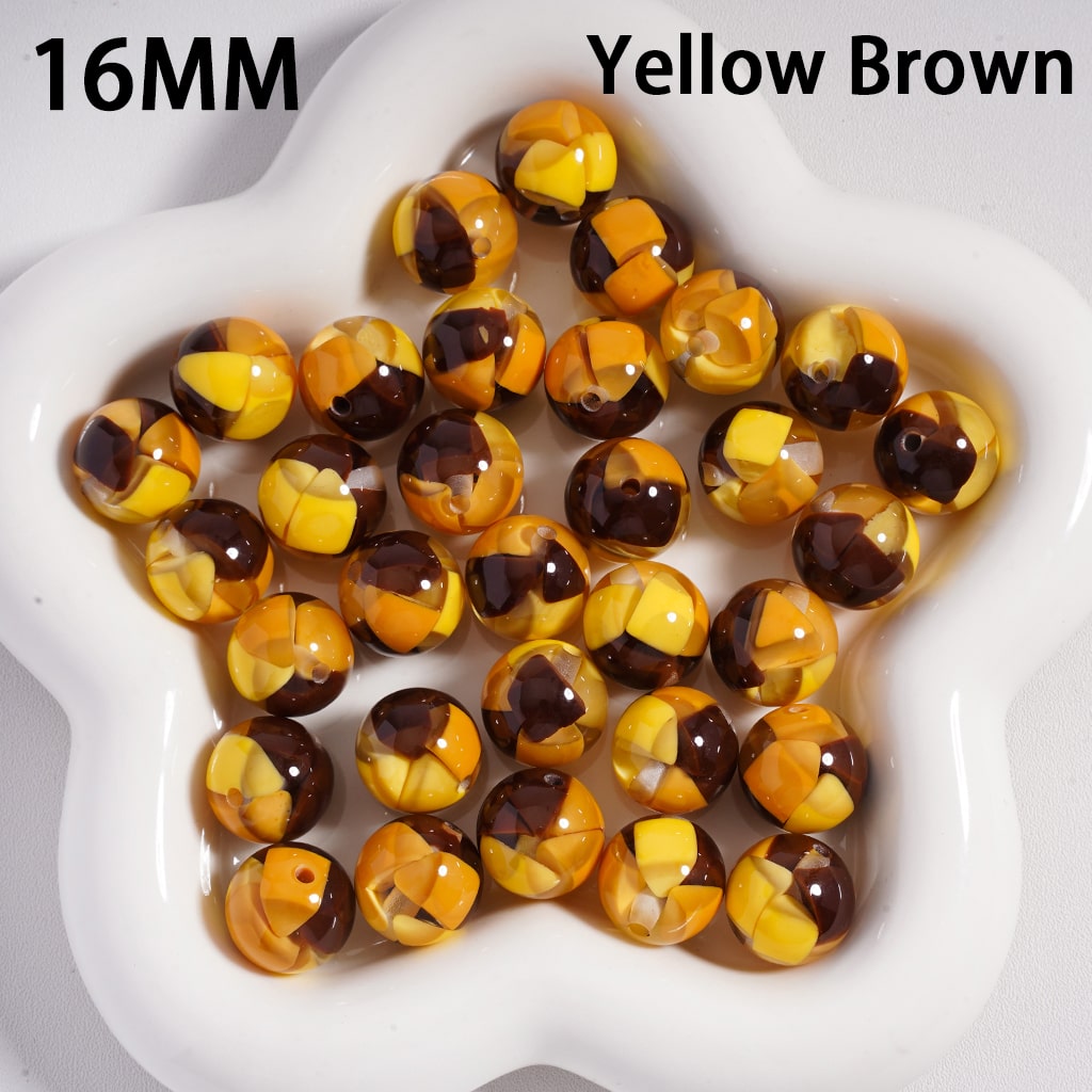 Mini Colorful Triangular Block Inside Round Acrylic Beads 16MM