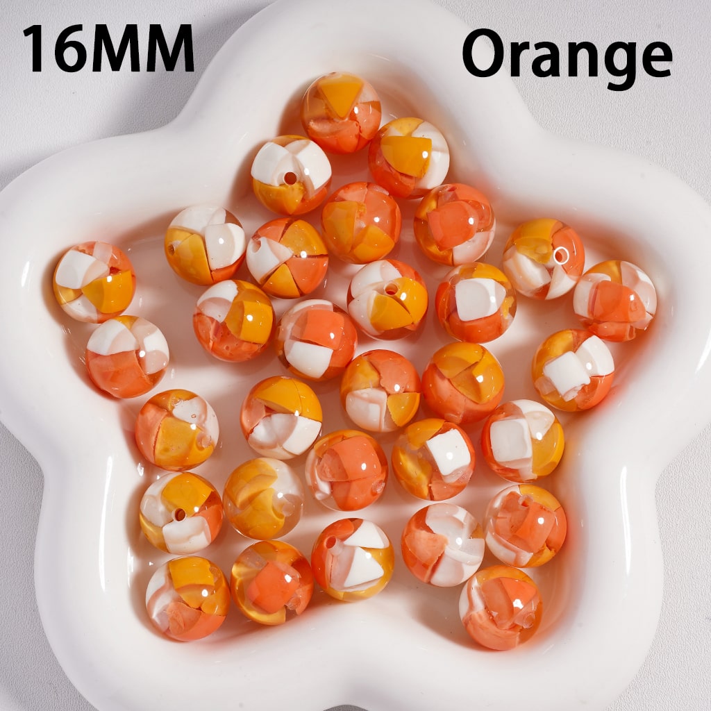 Mini Colorful Triangular Block Inside Round Acrylic Beads 16MM