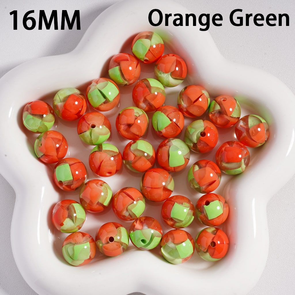Mini Colorful Triangular Block Inside Round Acrylic Beads 16MM