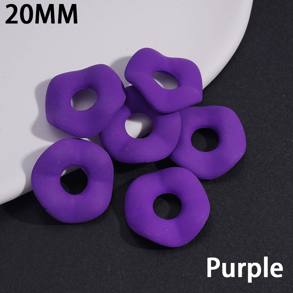 Matte Rubber Painted Touch Wavy Shape, Fluorescent Colors, Acrylic Spacer Beads 20MM (Please Read the Description)