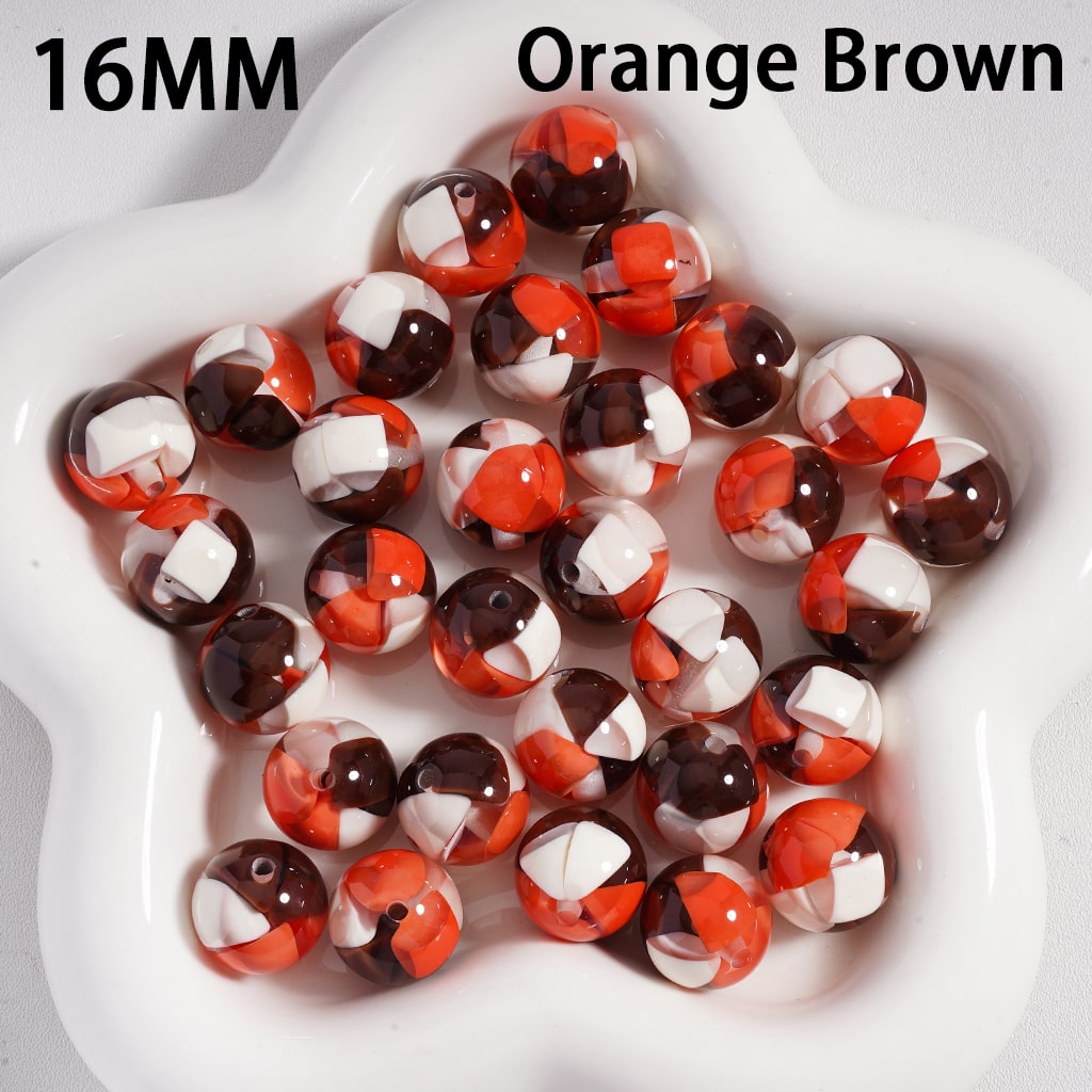Mini Colorful Triangular Block Inside Round Acrylic Beads 16MM