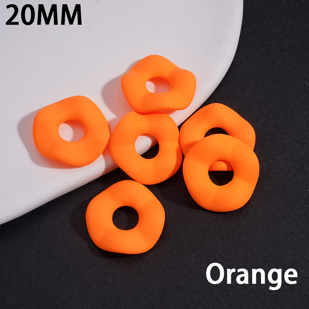 Matte Rubber Painted Touch Wavy Shape, Fluorescent Colors, Acrylic Spacer Beads 20MM (Please Read the Description)