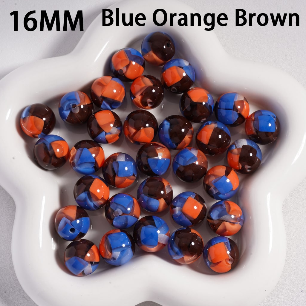 Mini Colorful Triangular Block Inside Round Acrylic Beads 16MM
