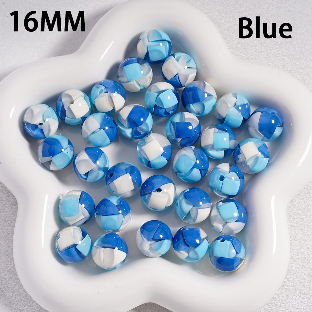 Mini Colorful Triangular Block Inside Round Acrylic Beads 16MM