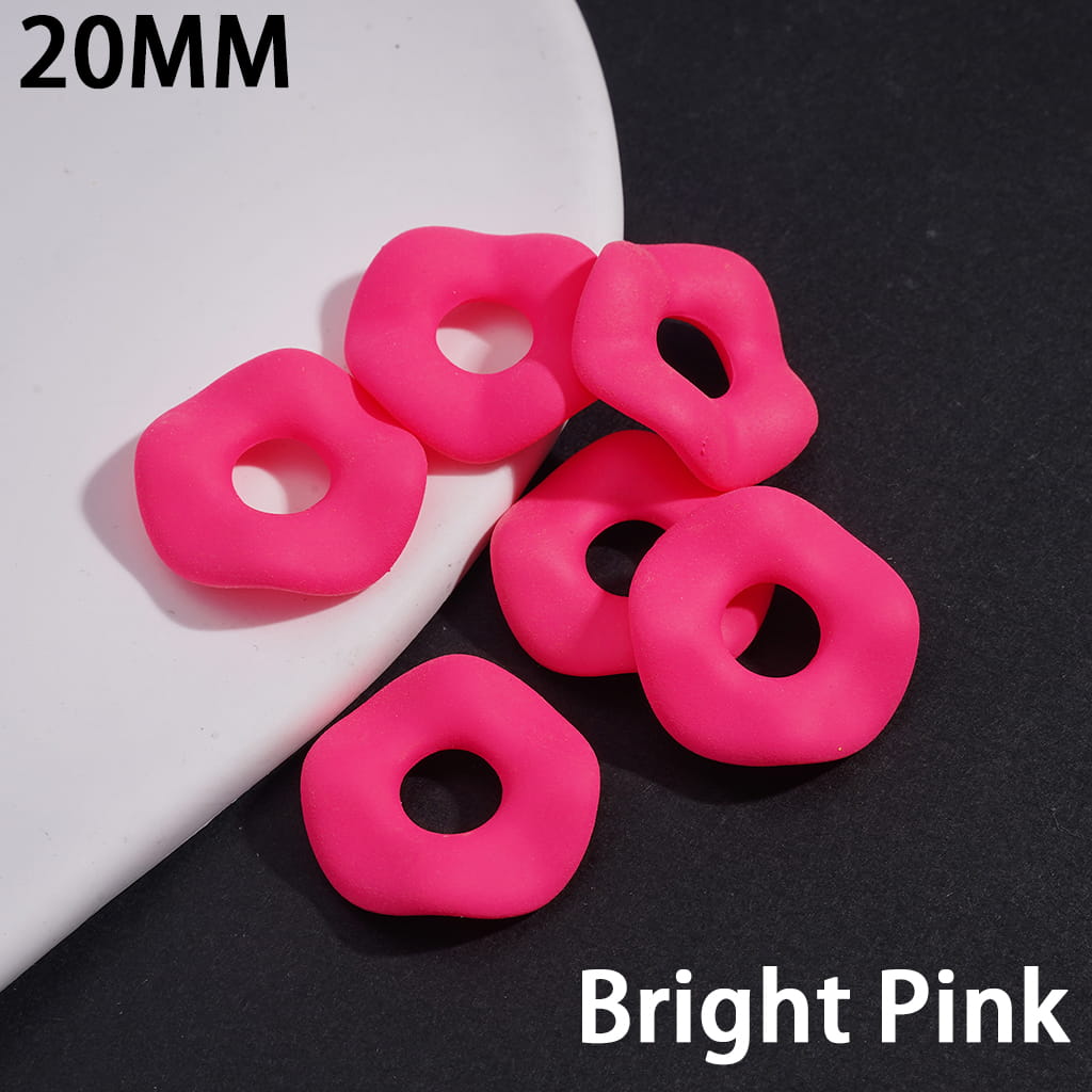 Matte Rubber Painted Touch Wavy Shape, Fluorescent Colors, Acrylic Spacer Beads 20MM (Please Read the Description)