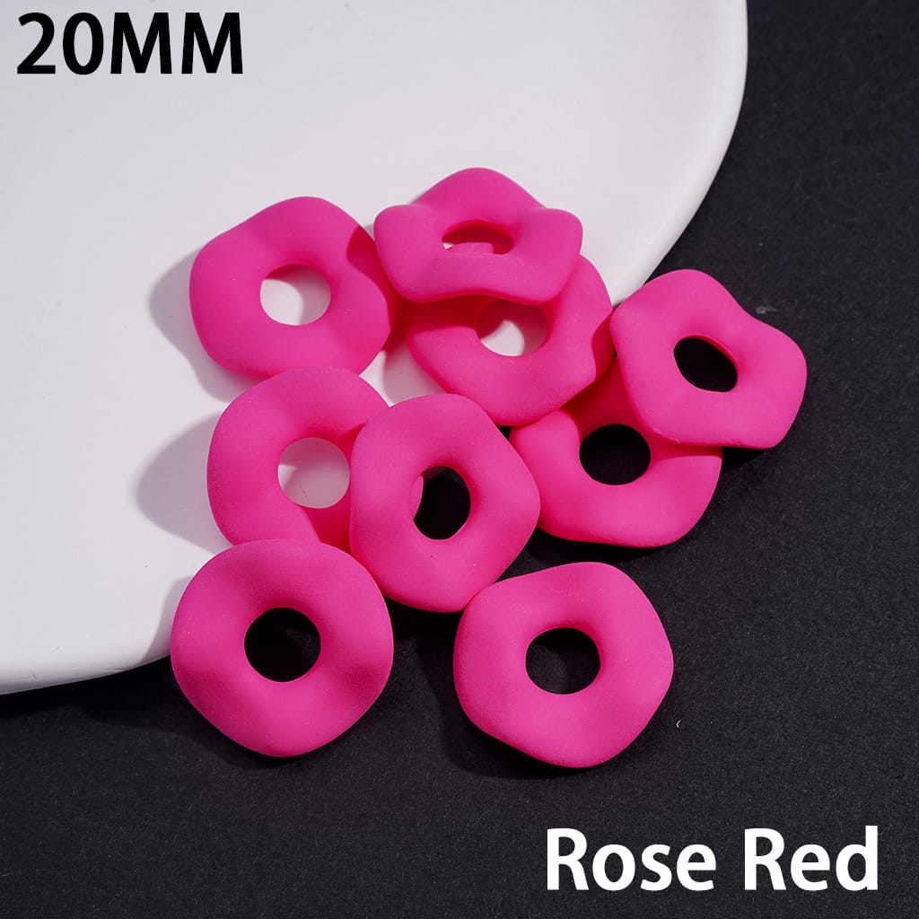 Matte Rubber Painted Touch Wavy Shape, Fluorescent Colors, Acrylic Spacer Beads 20MM (Please Read the Description)