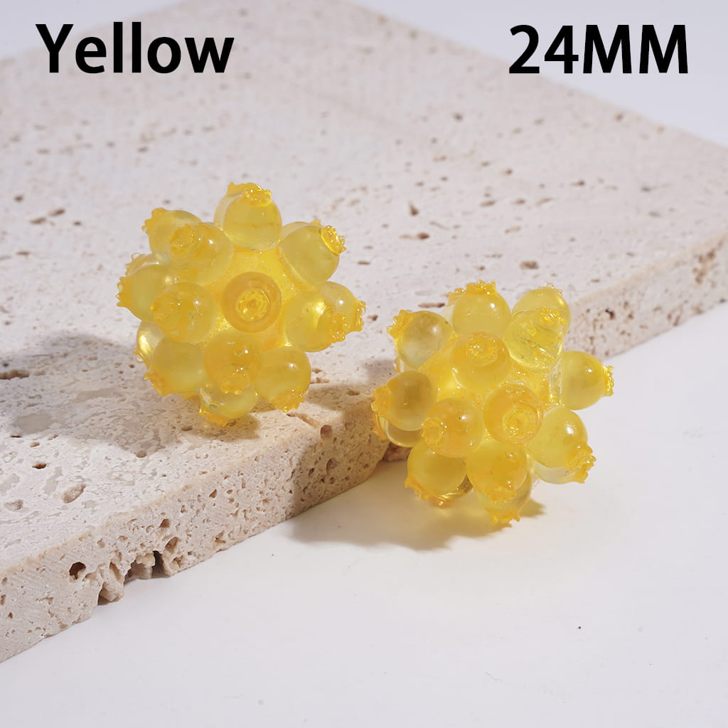Semi-Clear Finish in Jelly Transparent Multi-Color Round Acrylic Virus Beads 24MM