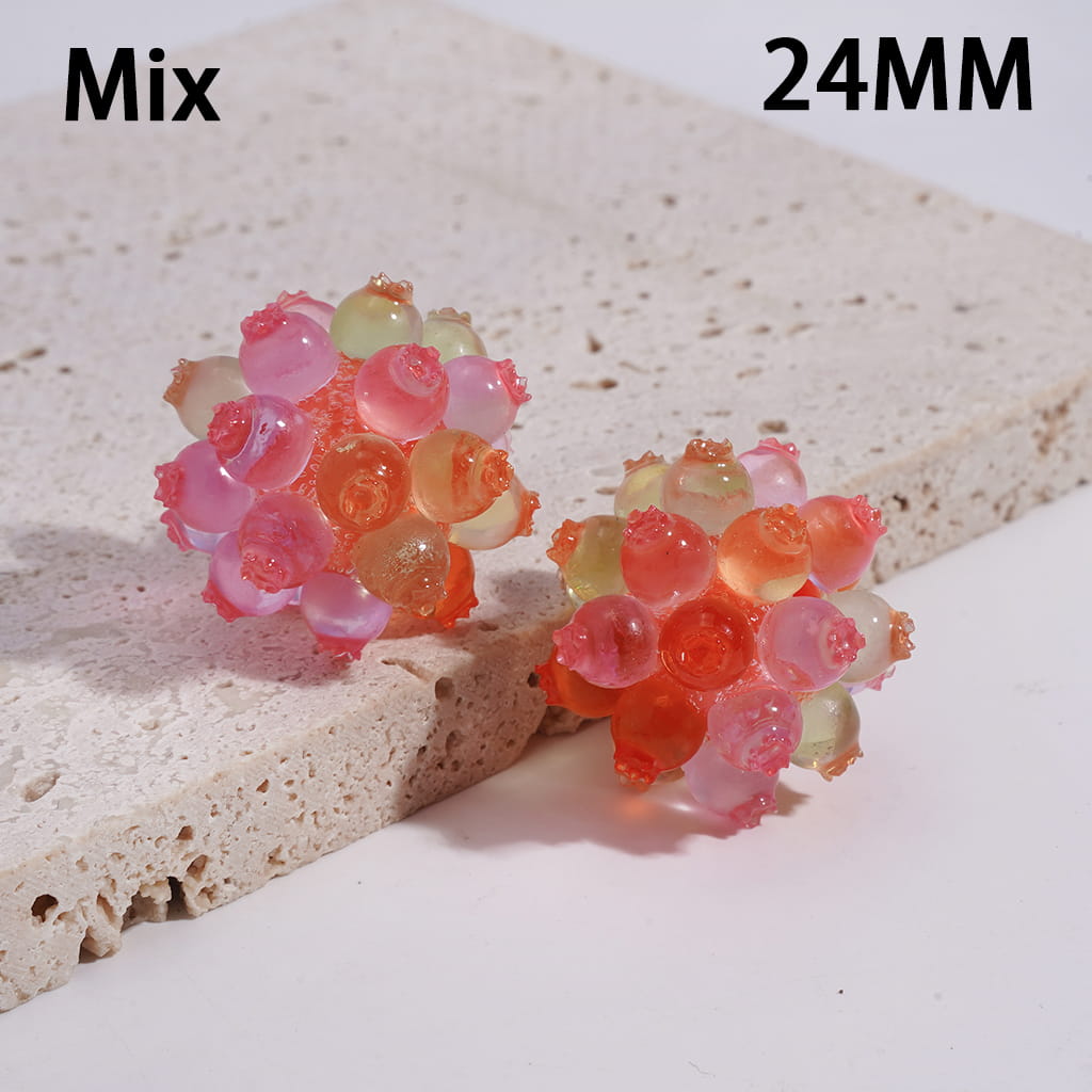 Semi-Clear Finish in Jelly Transparent Multi-Color Round Acrylic Virus Beads 24MM