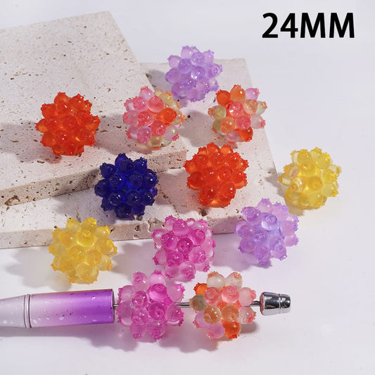 Semi-Clear Finish in Jelly Transparent Multi-Color Round Acrylic Virus Beads 24MM