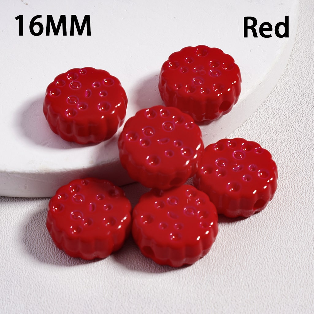 Smile Face Flat Round Cheese Cookie Solid Color Acrylic Beads 16MM (Single Color is available for 300pcs(Whole Bag) Only)