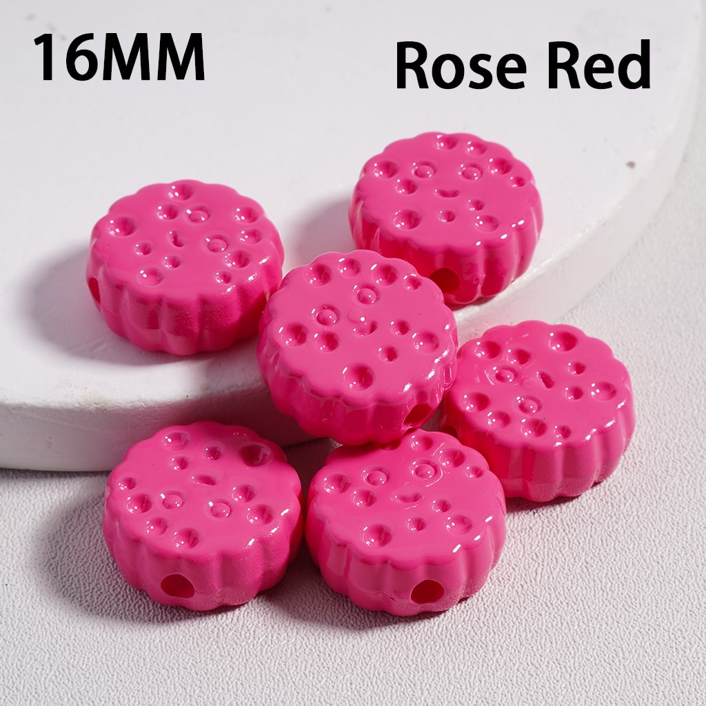Smile Face Flat Round Cheese Cookie Solid Color Acrylic Beads 16MM (Single Color is available for 300pcs(Whole Bag) Only)
