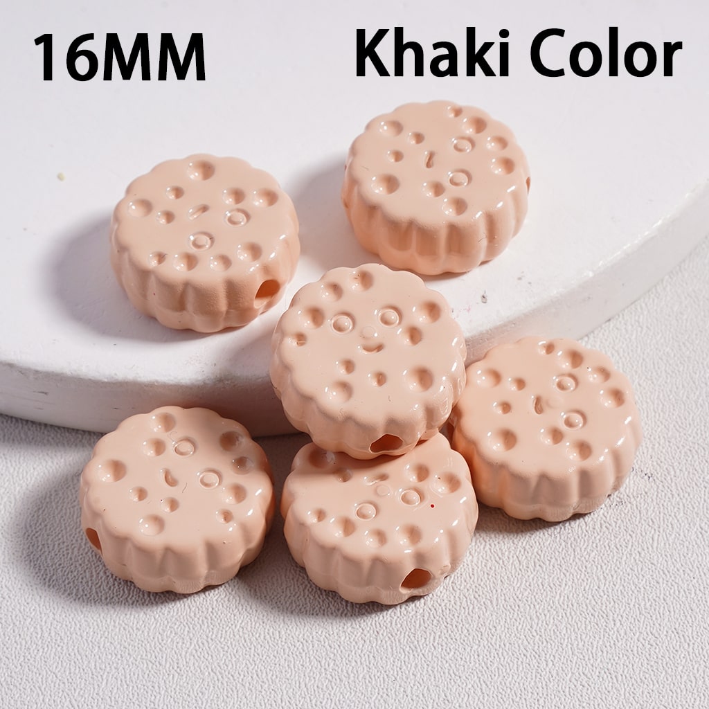 Smile Face Flat Round Cheese Cookie Solid Color Acrylic Beads 16MM (Single Color is available for 300pcs(Whole Bag) Only)