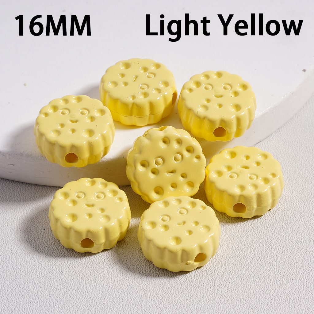 Smile Face Flat Round Cheese Cookie Solid Color Acrylic Beads 16MM (Single Color is available for 300pcs(Whole Bag) Only)
