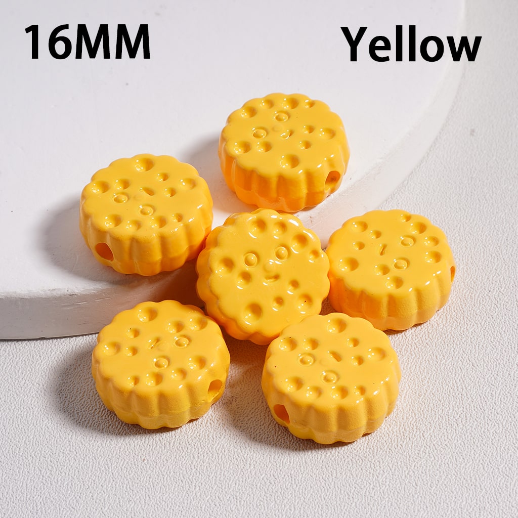 Smile Face Flat Round Cheese Cookie Solid Color Acrylic Beads 16MM (Single Color is available for 300pcs(Whole Bag) Only)